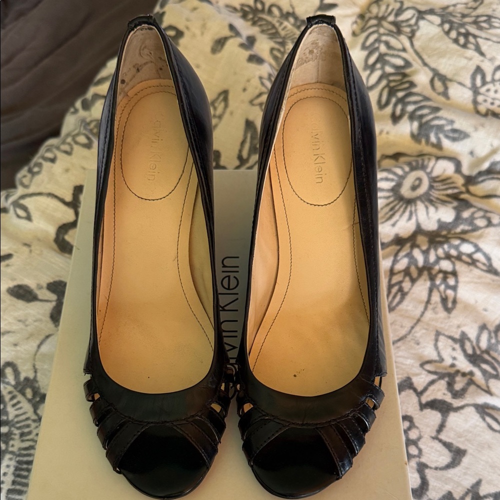 Calvin Klein Elegant Black Peep Toe Heels
